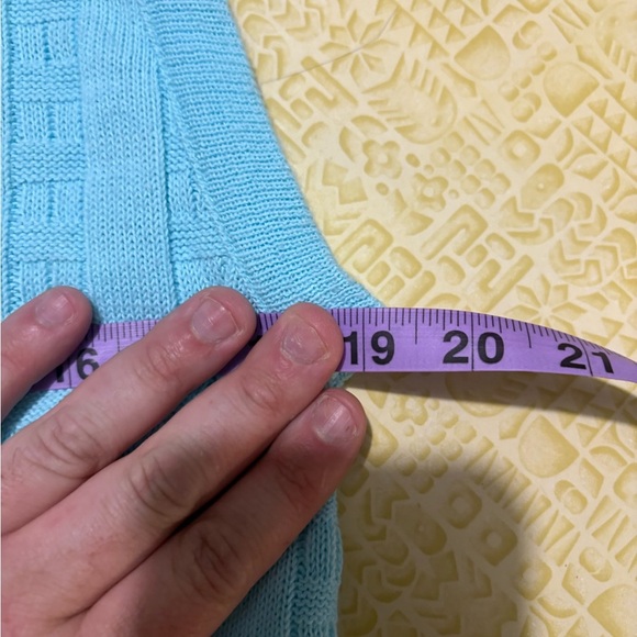 Vintage Sky Blue V-Neck Sleeveless Sweater Vest - Picture 5 of 6
